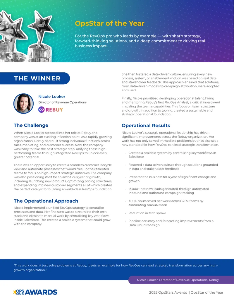 OpsStar of the Year Recognition for Revenue Operations