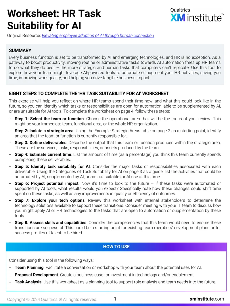 HR Task Suitability for AI Worksheet Guide