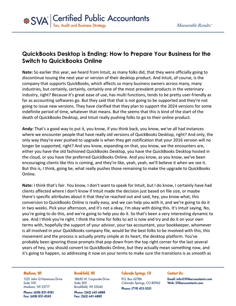 Transitioning from QuickBooks Desktop to Online