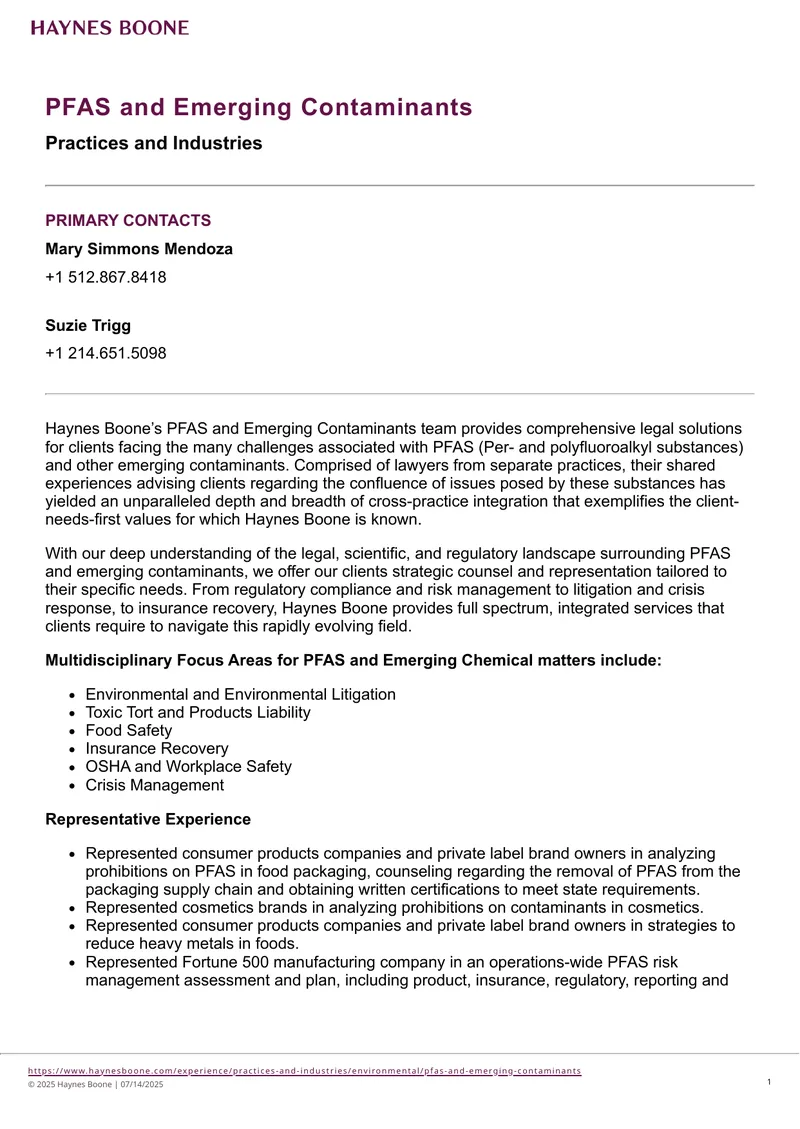 PFAS and Emerging Contaminants Legal Solutions