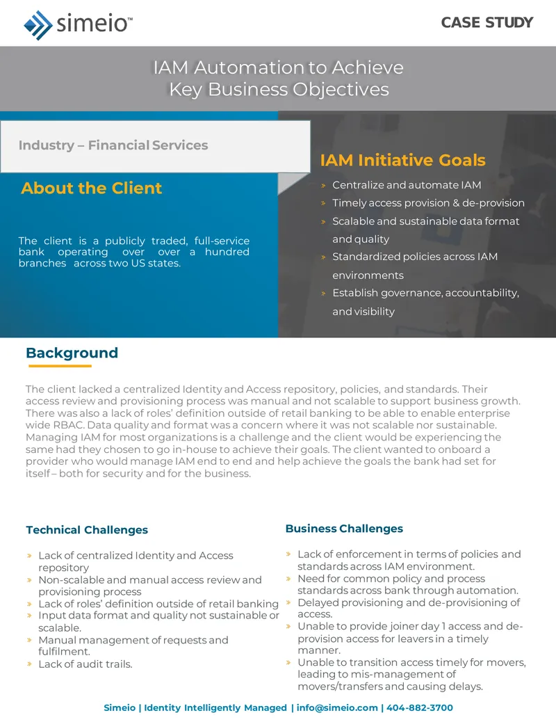IAM Automation Case Study for Financial Services