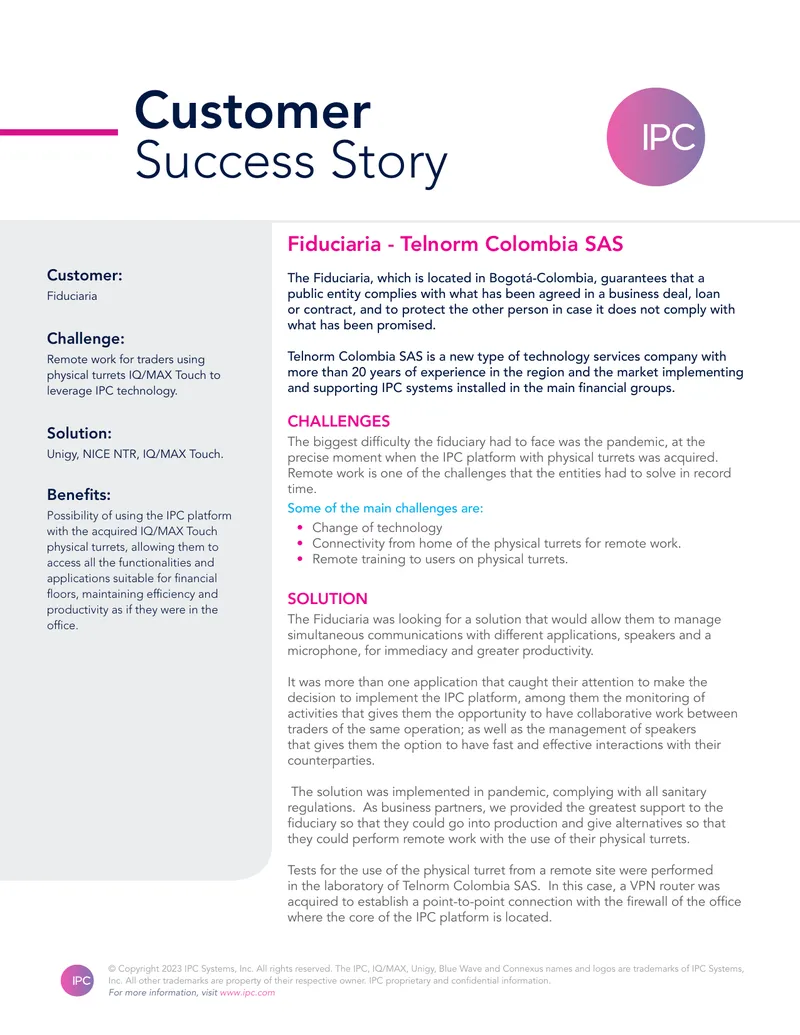 Fiduciaria Remote Work Implementation Case Study