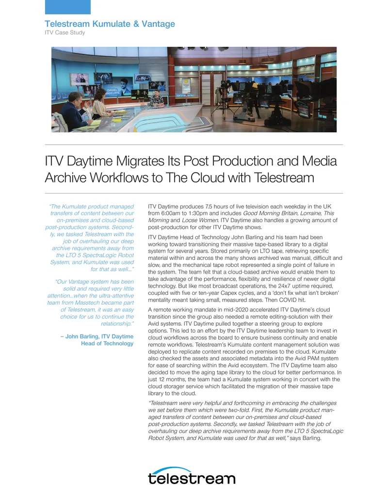 ITV Daytime Cloud Migration Case Study