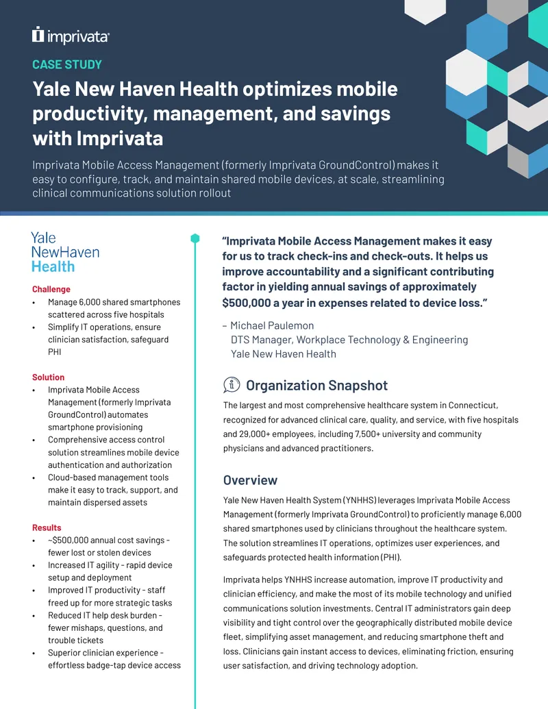 Yale New Haven Health Mobile Access Management Case Study