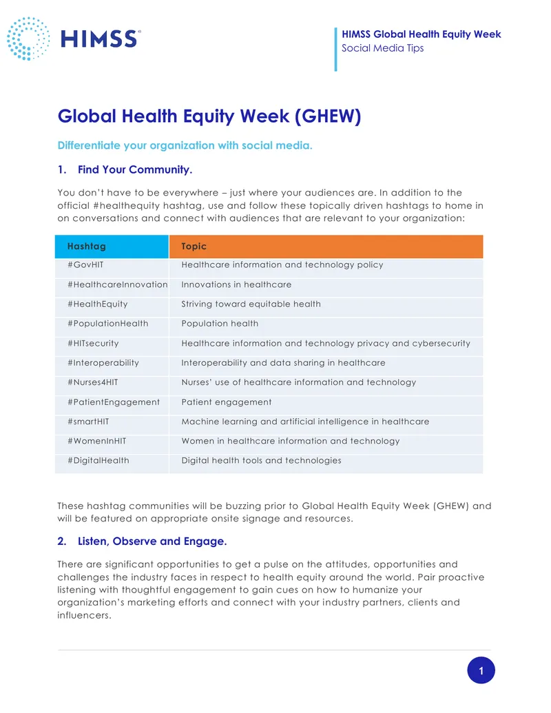 Social Media Strategies for Global Health Equity Week