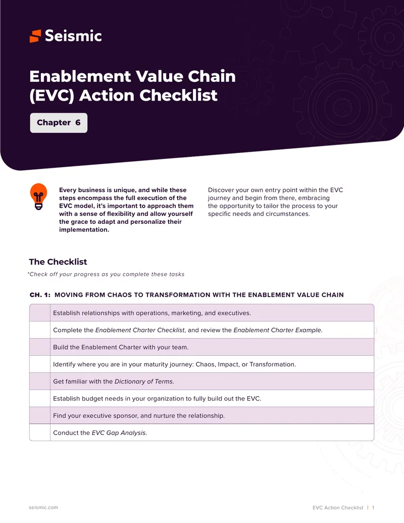 Enablement Value Chain Action Checklist