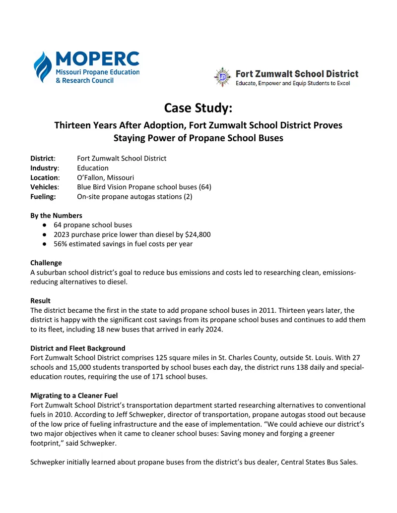 Fort Zumwalt School District Propane Bus Case Study