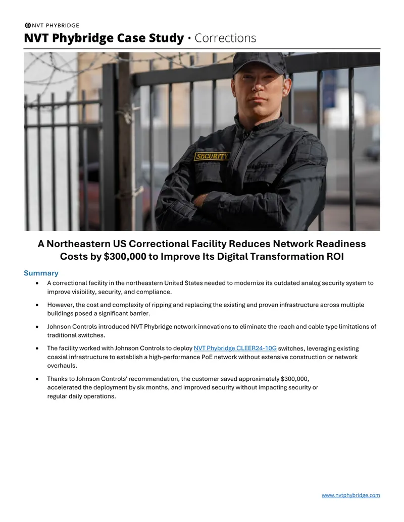 Northeastern US Correctional Facility Network Upgrade Case Study