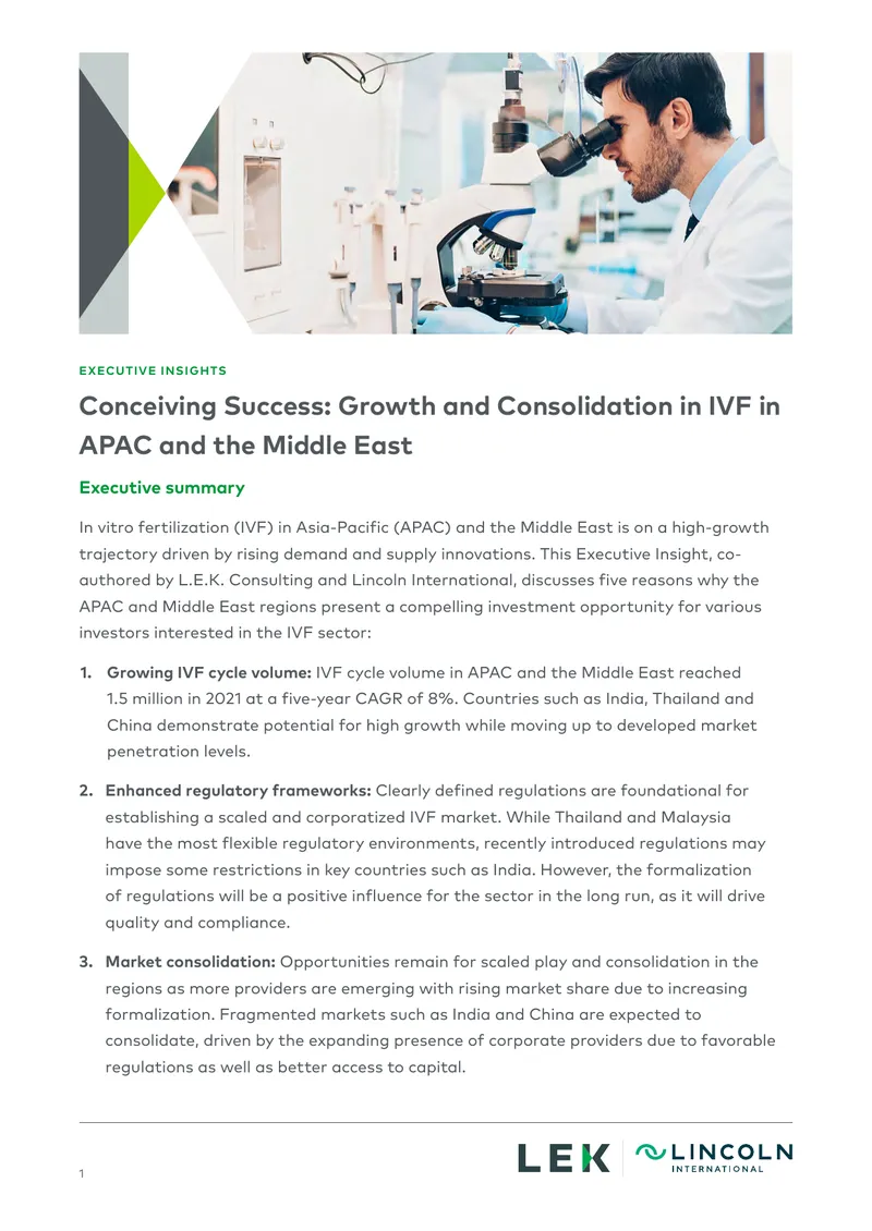 Growth and Investment Opportunities in IVF in APAC and Middle East