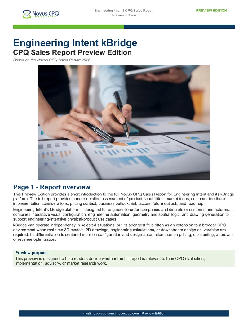 Engineering Intent CPQ Sales Report Preview Edition