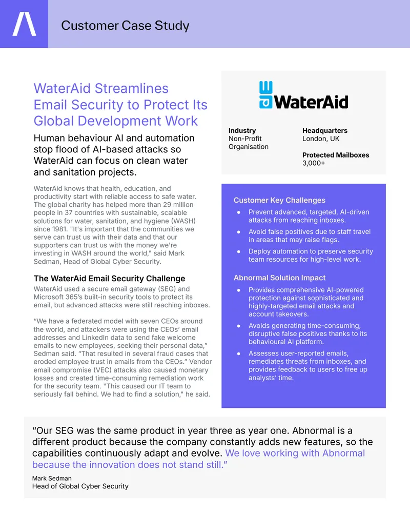 WaterAid Email Security Enhancement Case Study