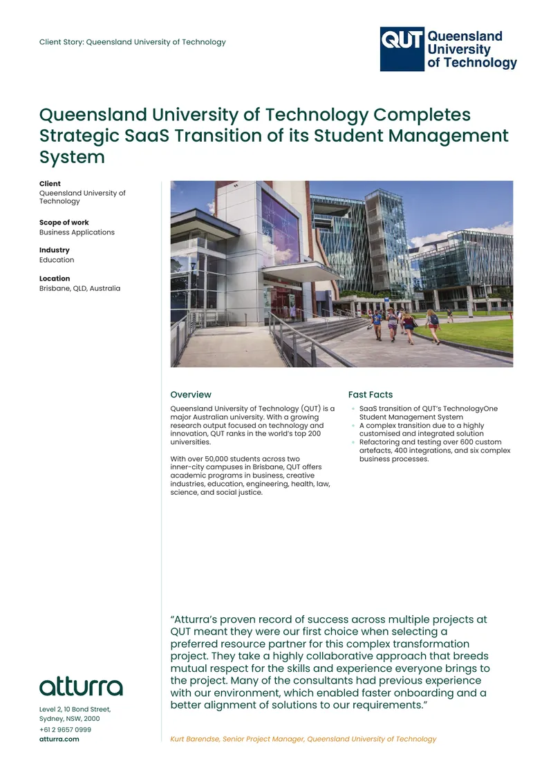 Queensland University of Technology SaaS Transition Case Study