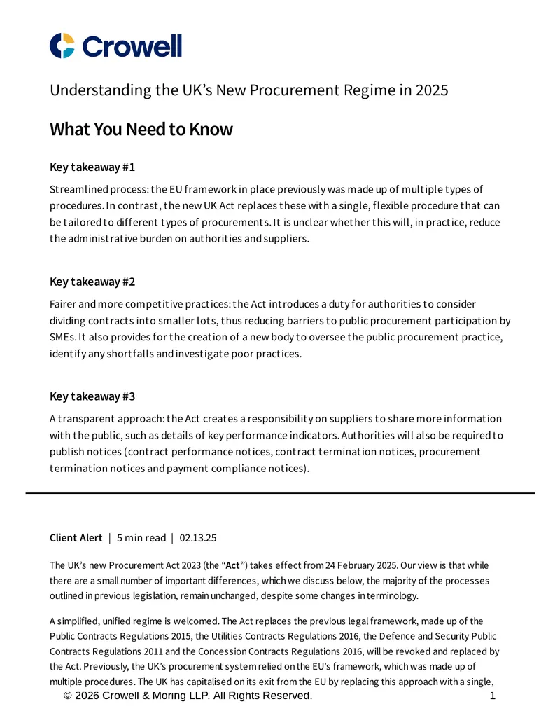Understanding the UK’s New Procurement Regime in 2025