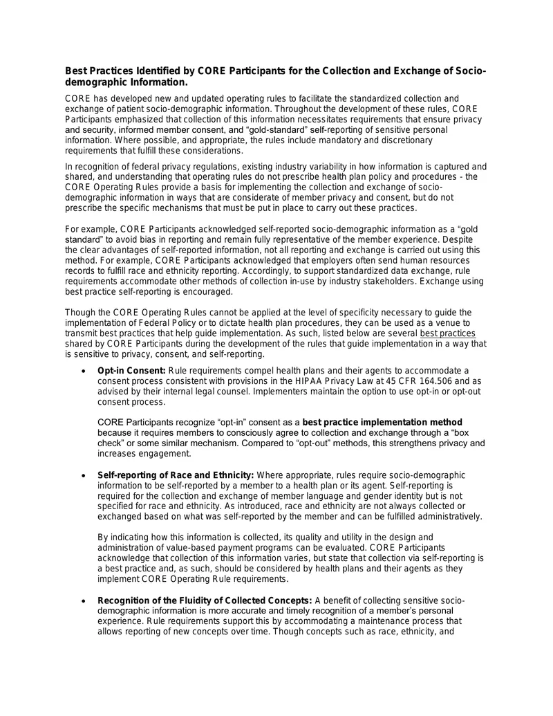 Best Practices for Socio-demographic Information Collection