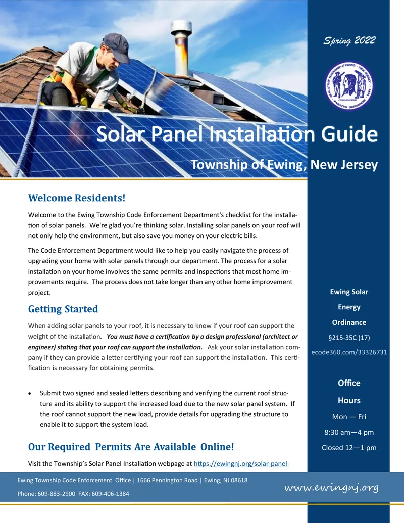 Ewing Township Solar Panel Installation Checklist