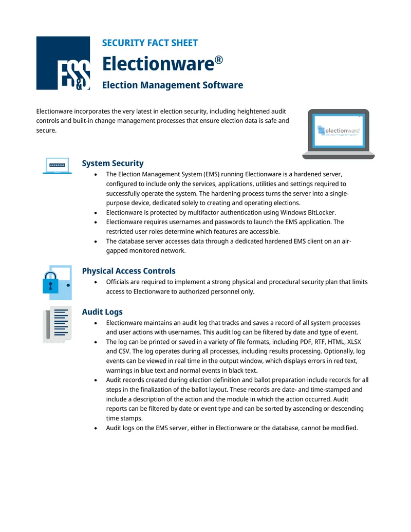 Electionware Security Features and Audit Processes