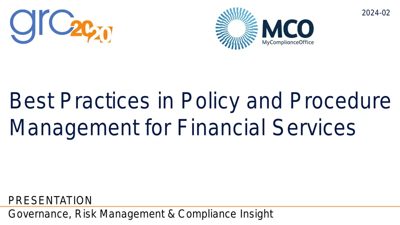 Best Practices in Policy and Procedure Management for Financial Services