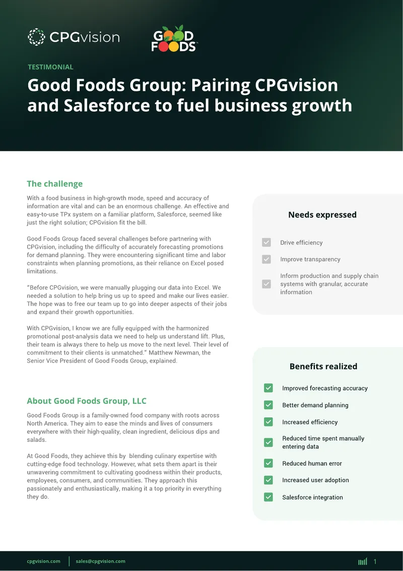 Good Foods Group Partnership with CPGvision