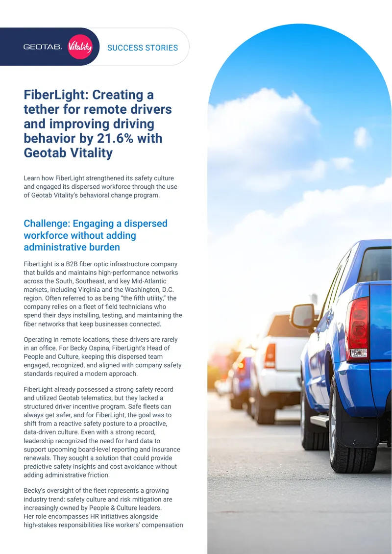 FiberLight Driver Engagement and Safety Improvement Case Study