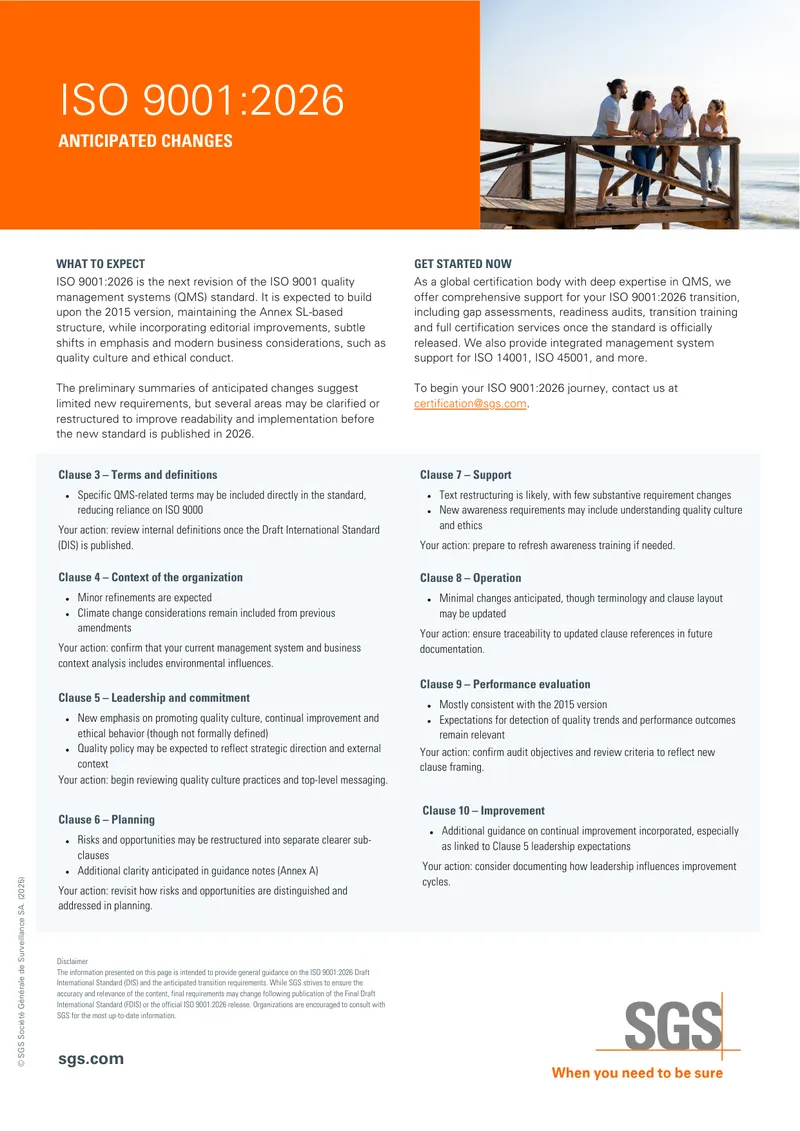 Anticipated Changes in ISO 9001:2026 Standard