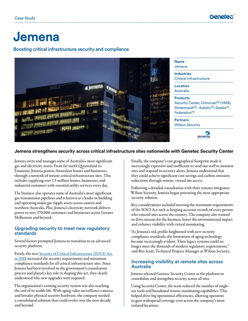 Jemena Security System Upgrade Case Study