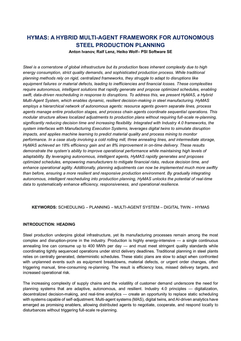 Hybrid Multi-Agent Framework for Steel Production Planning