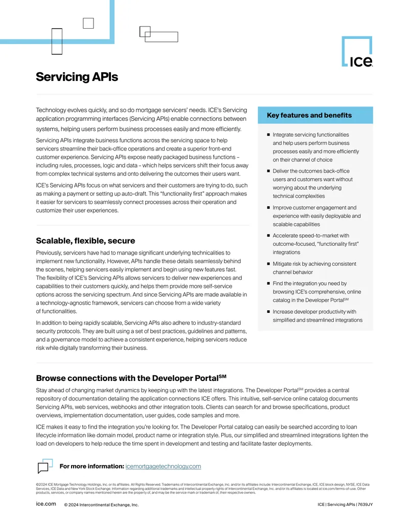 ICE Servicing Application Programming Interfaces Overview