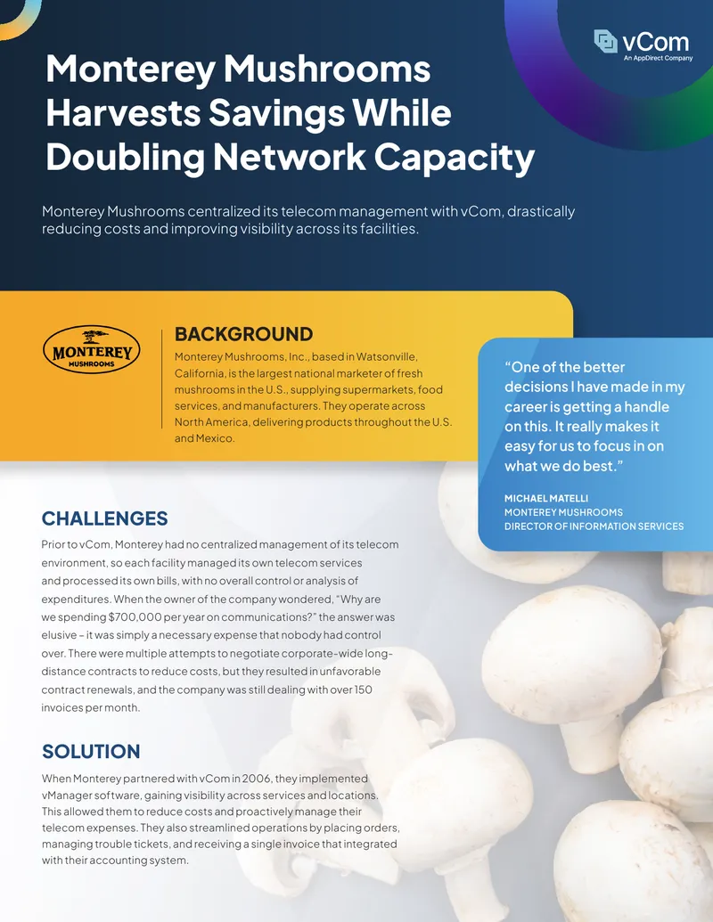 Monterey Mushrooms Telecom Management Case Study