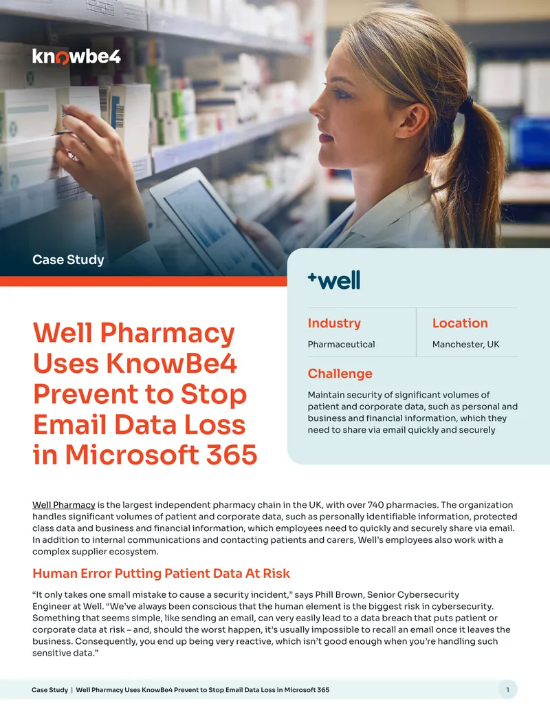 Well Pharmacy Implements KnowBe4 Prevent for Email Security