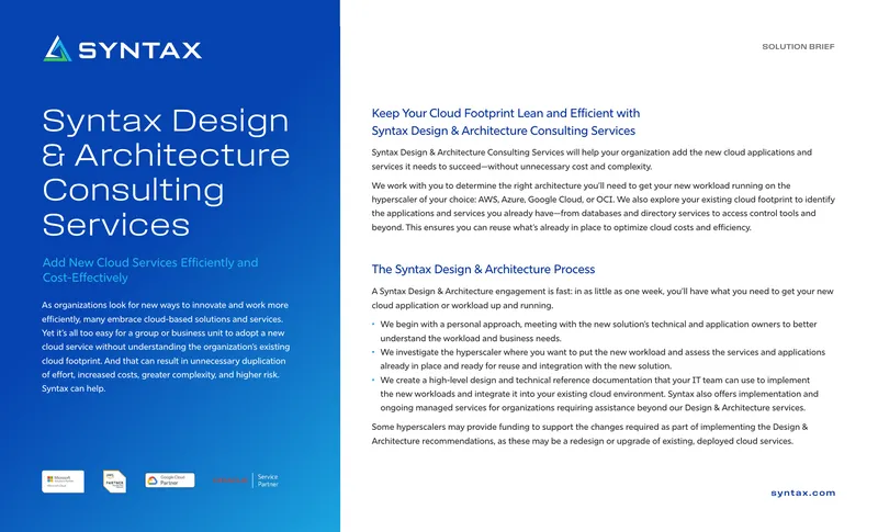 Cloud Services Design and Architecture Consulting
