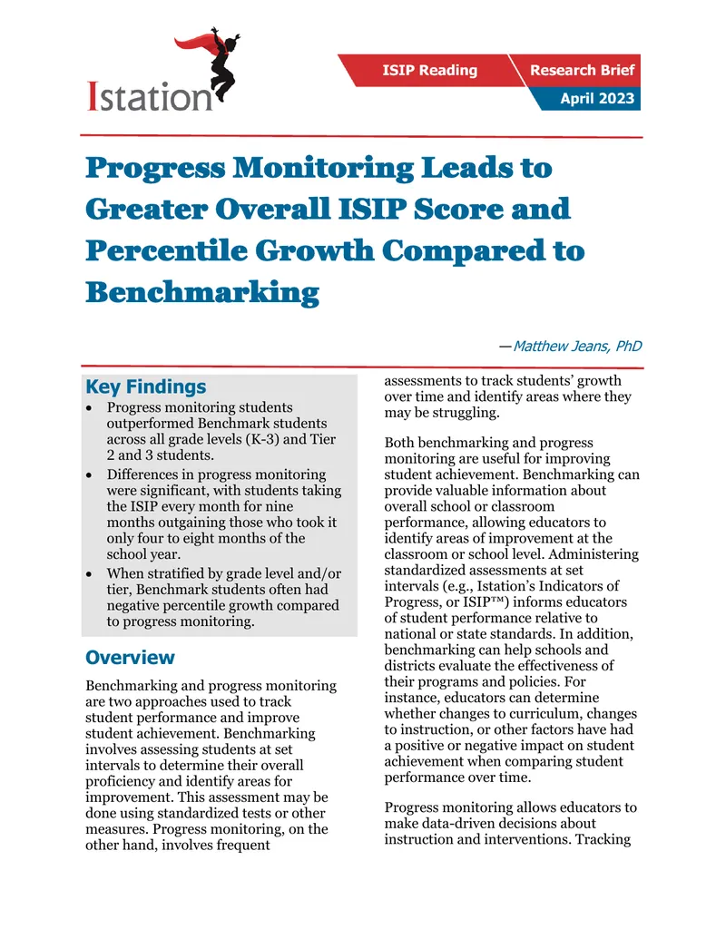 Impact of Progress Monitoring on ISIP Scores