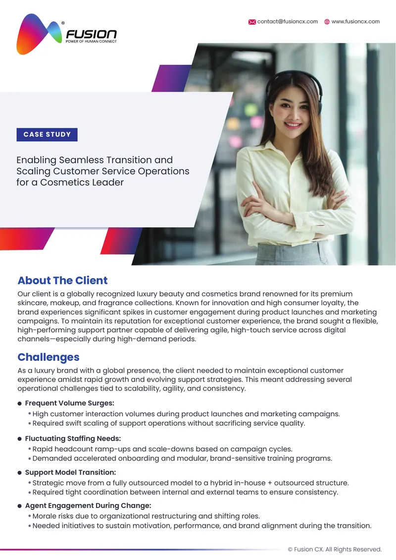 Customer Service Operations Scaling for Cosmetics Brand