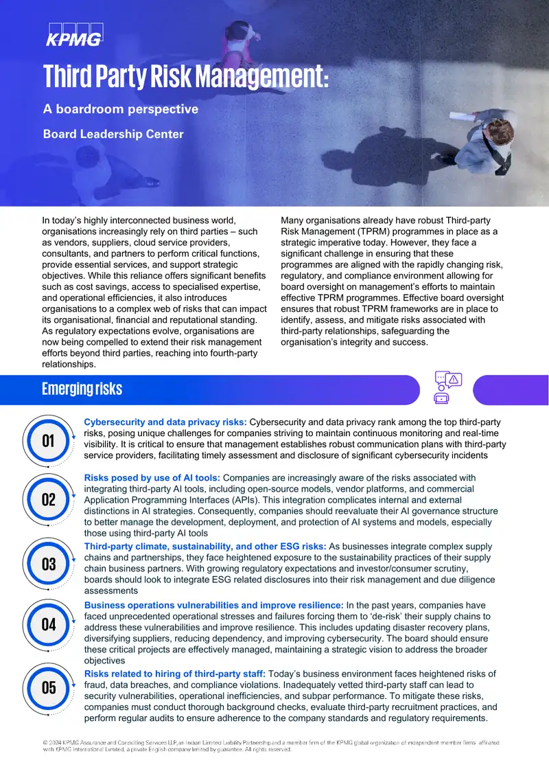 Third Party Risk Management Framework for Boards