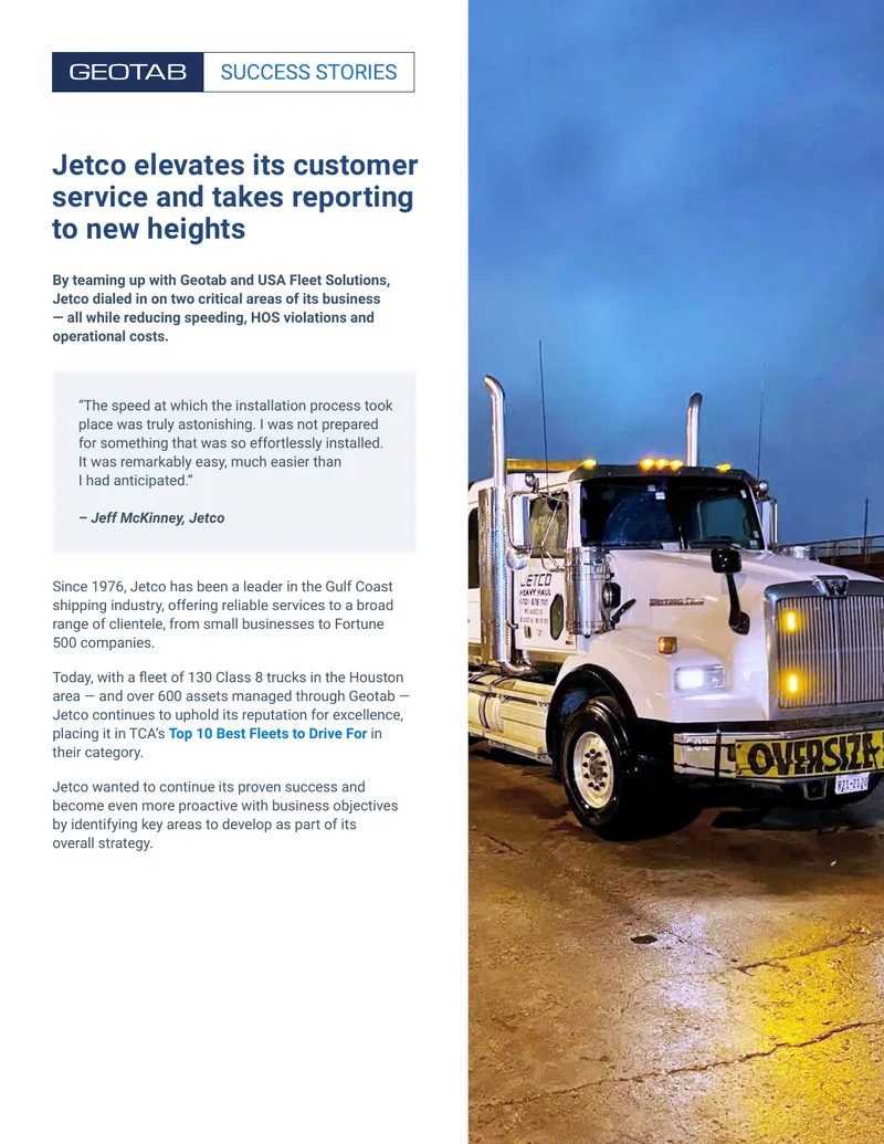 Jetco Delivery Fleet Management Improvement Case Study