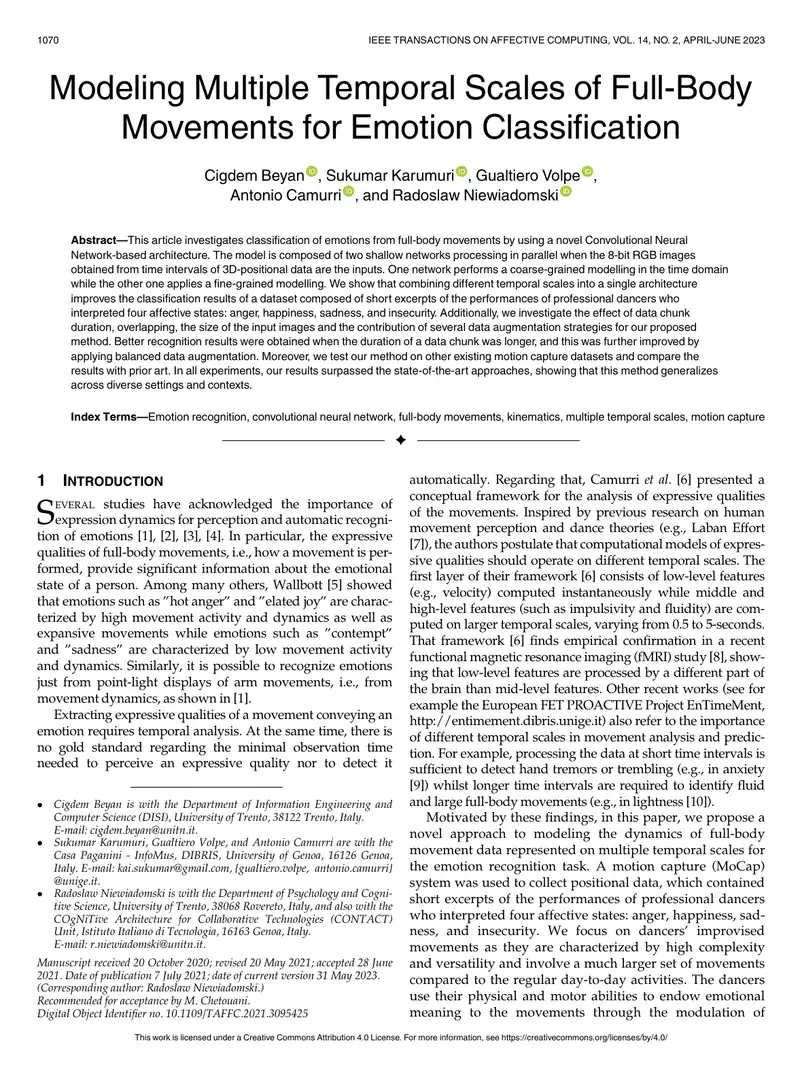 Modeling Full-Body Movements for Emotion Classification preview page 1