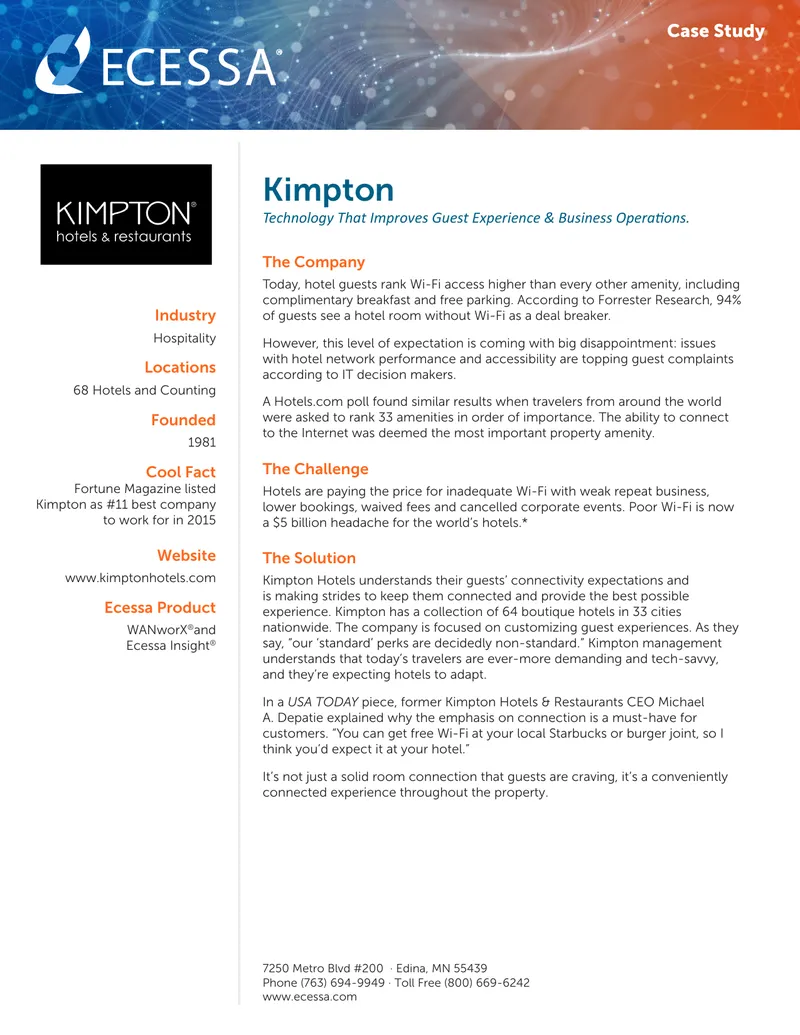 Kimpton Hotels Connectivity Improvement Case Study