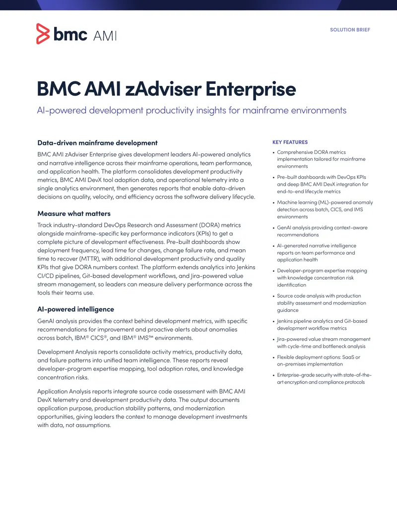 BMC AMI zAdviser Enterprise Solution Brief