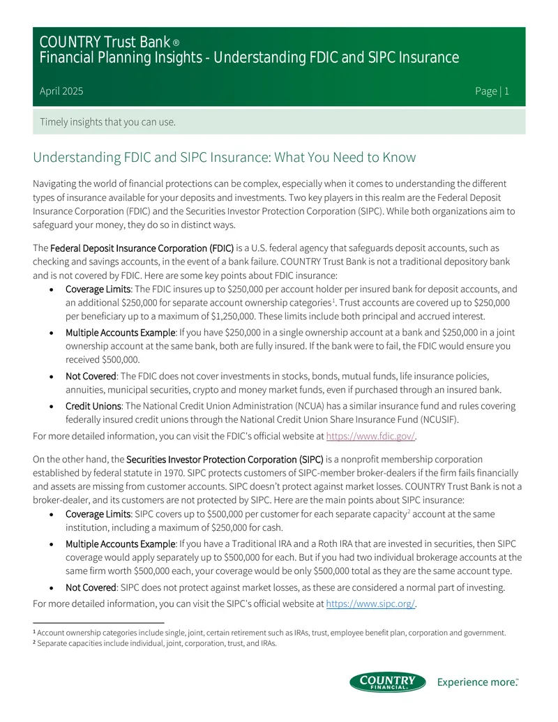 Understanding FDIC and SIPC Insurance