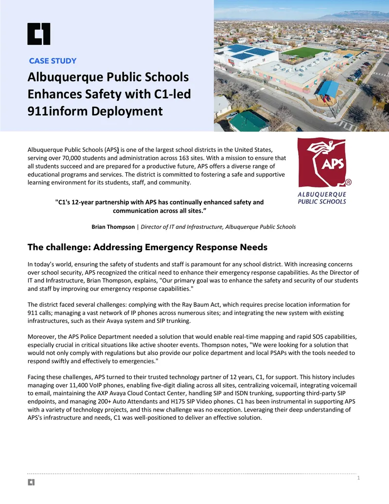 Albuquerque Public Schools Emergency Response Enhancement Case Study