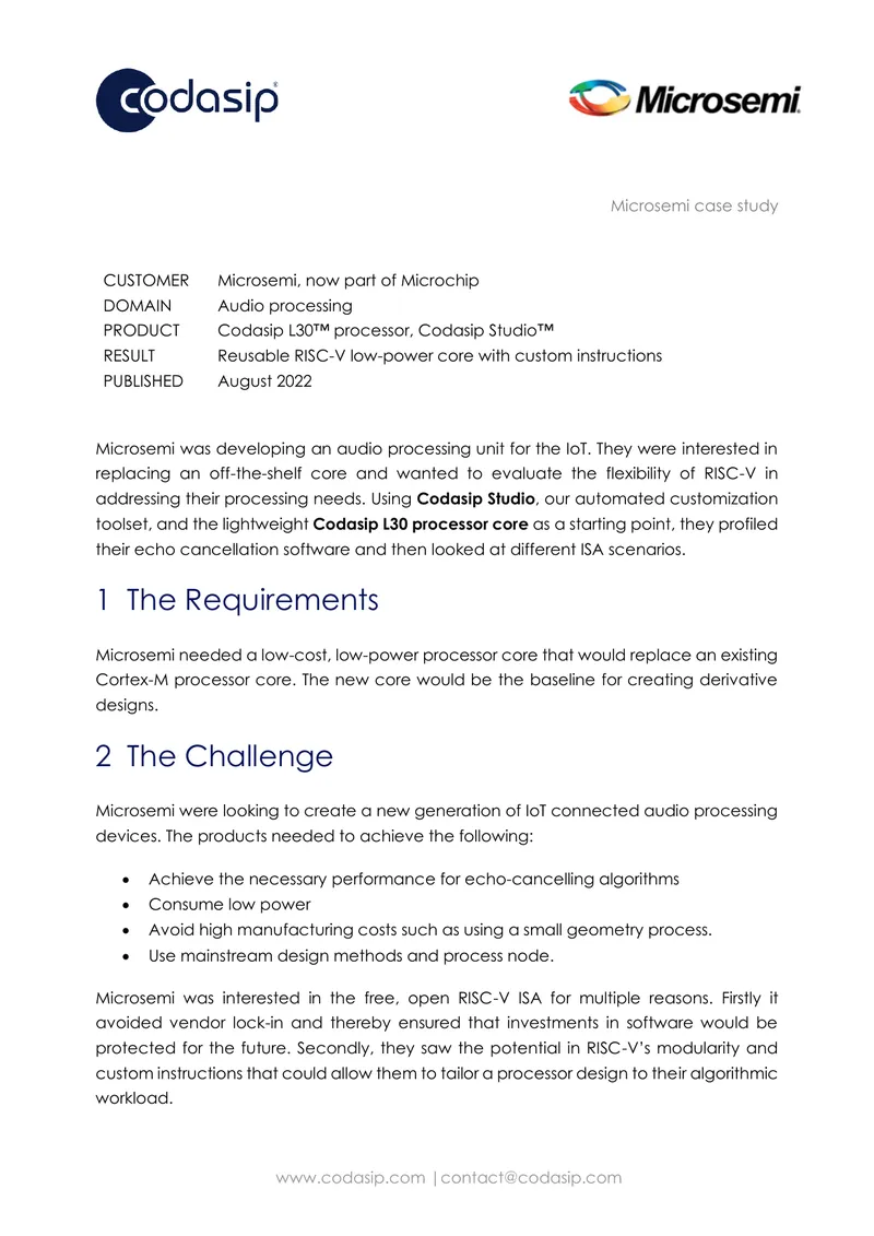 Microsemi Audio Processing Unit Development Case Study