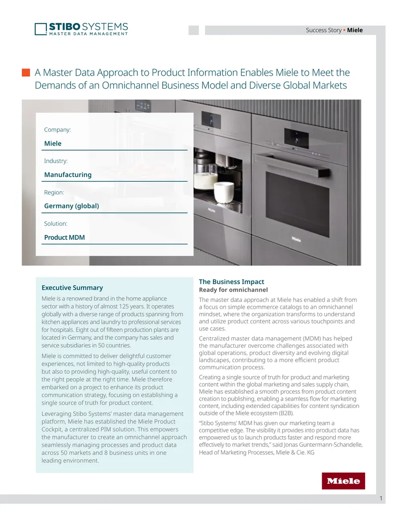 Master Data Management Implementation at Miele