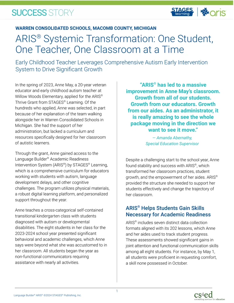 ARIS Systemic Transformation in Early Childhood Education