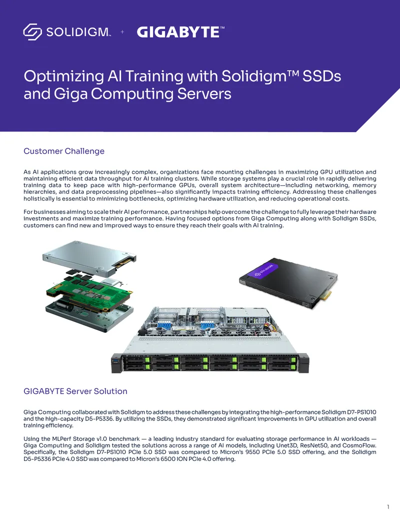 Optimizing AI Training with Solidigm SSDs and Giga Computing Servers