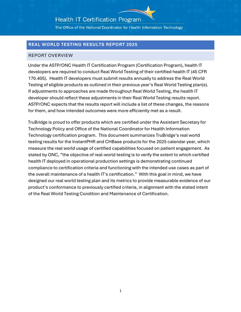 Real World Testing Results Report 2025