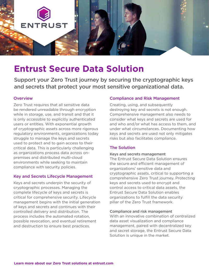 Keys and Secrets Management in Zero Trust Framework