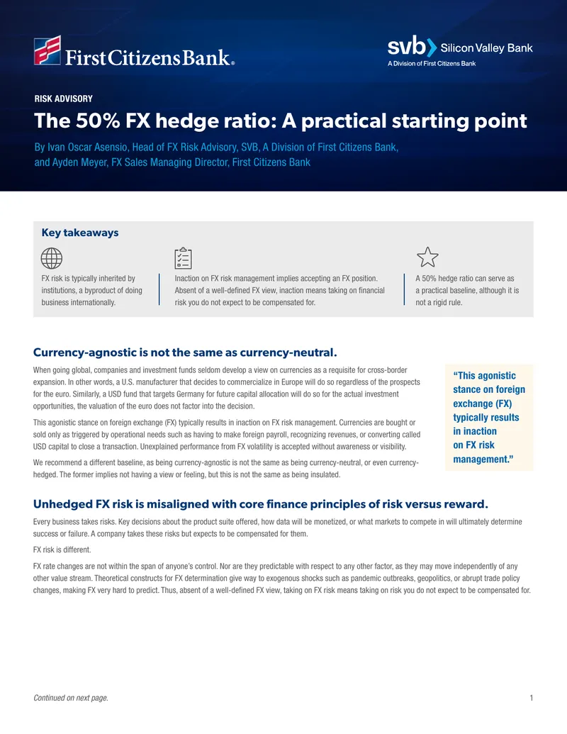 50% FX Hedge Ratio Practical Starting Point