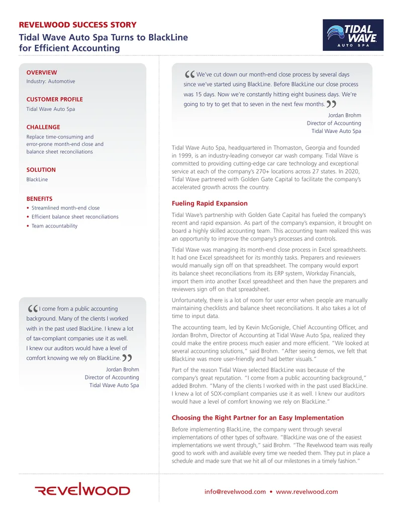 Tidal Wave Auto Spa Accounting Process Improvement