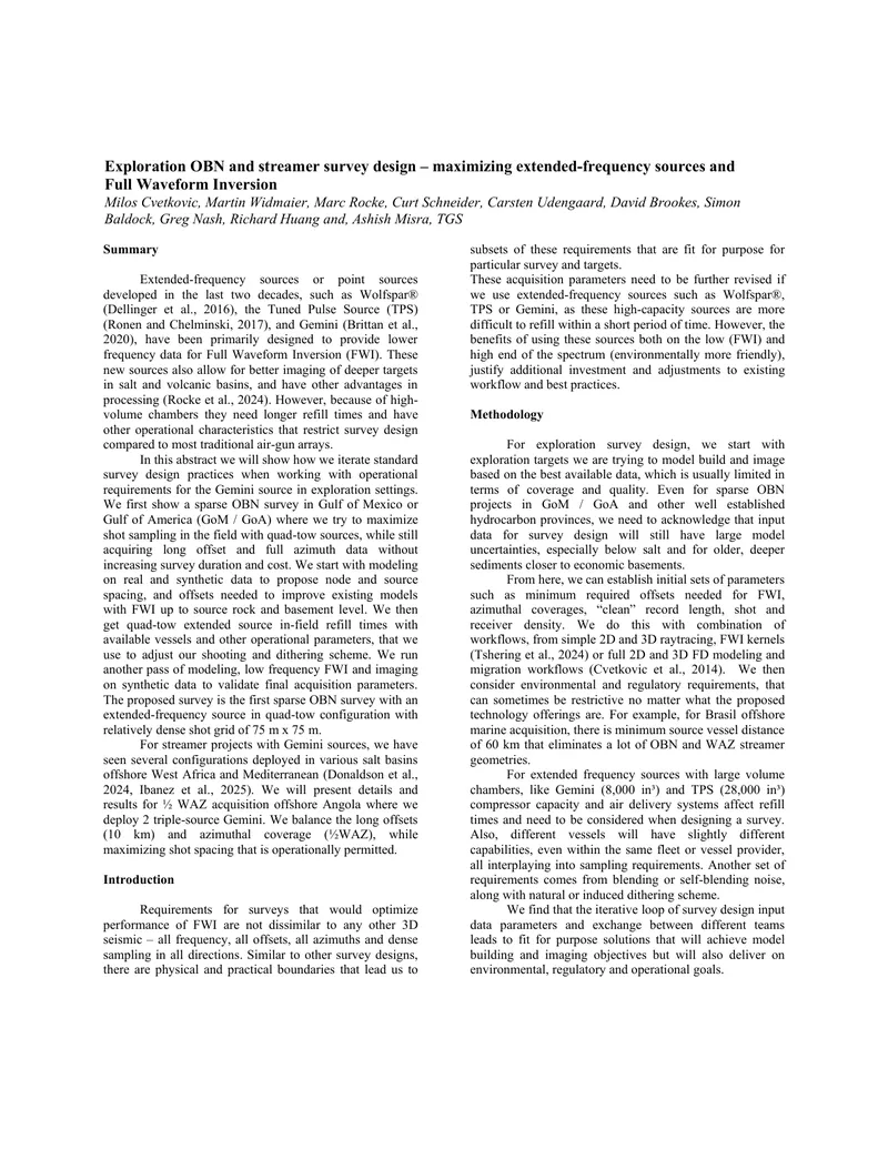 Exploration OBN and Streamer Survey Design Methodology