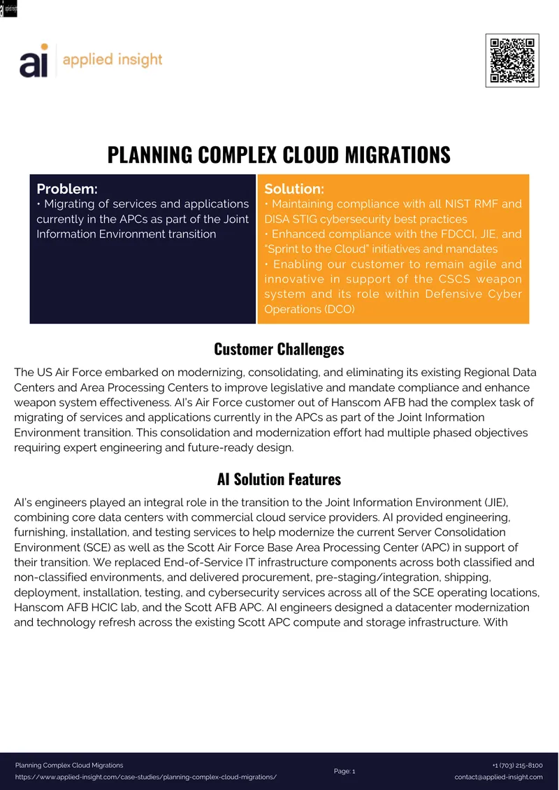 Planning Complex Cloud Migrations for the Air Force