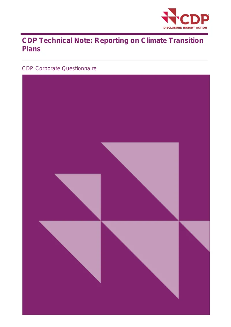 CDP Technical Note on Climate Transition Plans